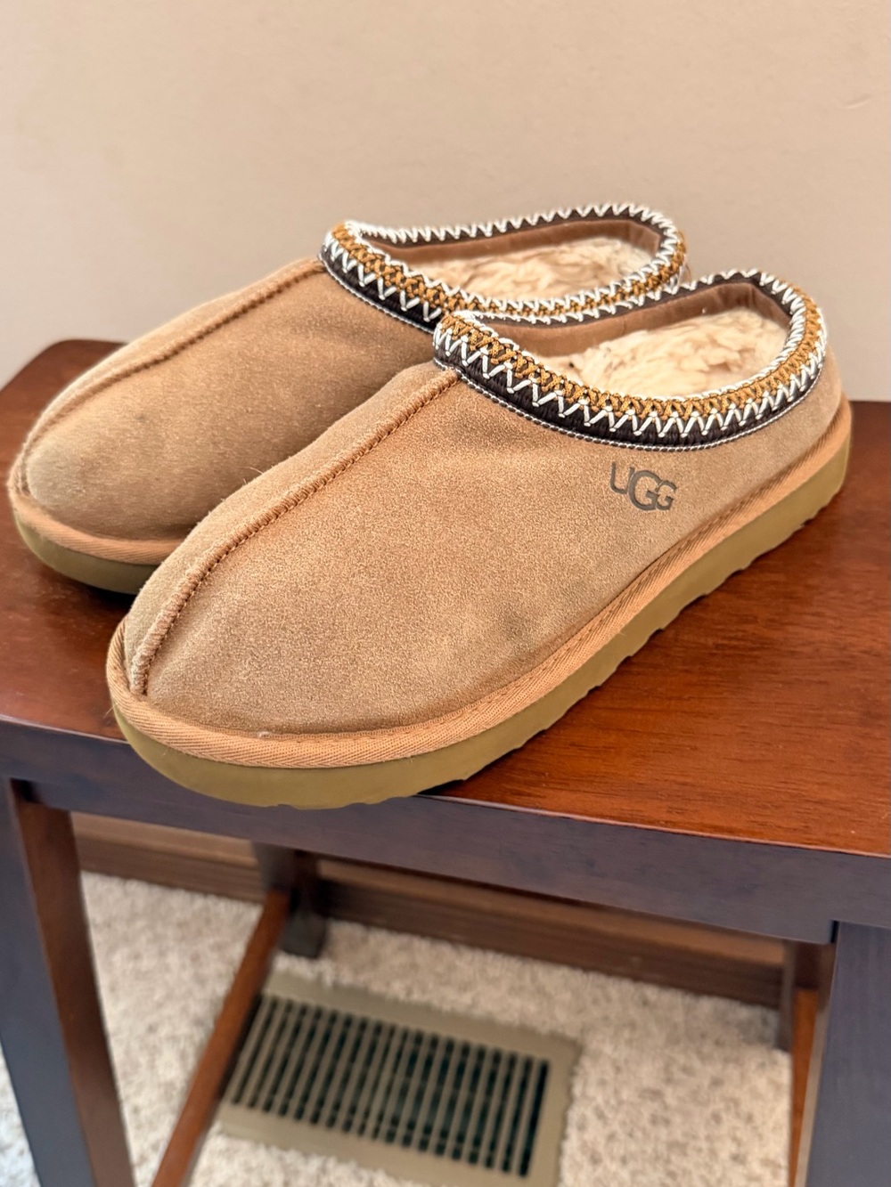 UGG Tasman Slip-On Shearling-Lined Clog in Chestnut